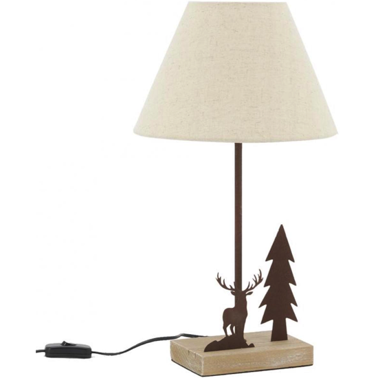 Lampe en bois et métal - cerf sapin 