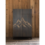 Armoire Montagne gravée et poignées ski - Chehoma