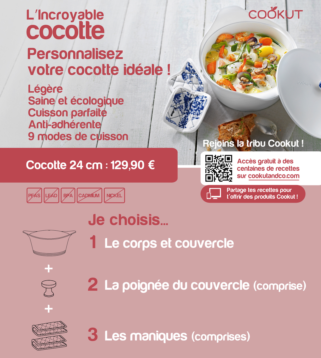 Cocotte Rouge 24cm Tous feux Cookut - Cosy Maison