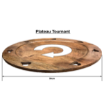 Plateau tournant en bois 7 coeurs découpés D58.5x H 5cm