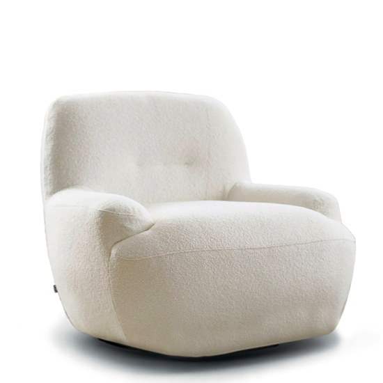 Fauteuil pivotant Uma tissu Poodle couleur crème 