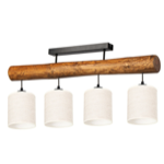 Suspension 4 lampes - bois et mtal - Abat-jour Boho