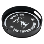 Plateau rond bois &amp; métal Après-ski