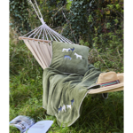 Housse de coussin polaire 45x45 RDV Au pré kaki - Sylvie Thiriez