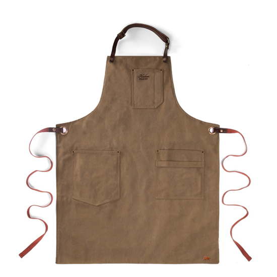 Tablier en cuir et toile vintage n°325 - Havane