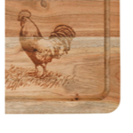 Planche à découper Poule basse-cour naturel 50x30 - Comptoir de Famille