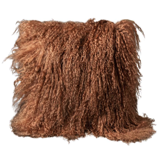 Coussin agneau Tibet 35x35 - Cognac