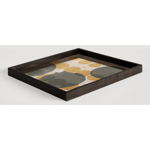 PLateau en verre Layered dots cannelle - L - rectangle 
