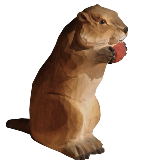La marmotte qui grignotte en bois sculpté 16x7x23cm