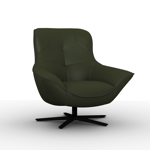 Fauteuil Rico King - Cuir Montana Olive ruban ton sur ton/Pieds métal étoile noir