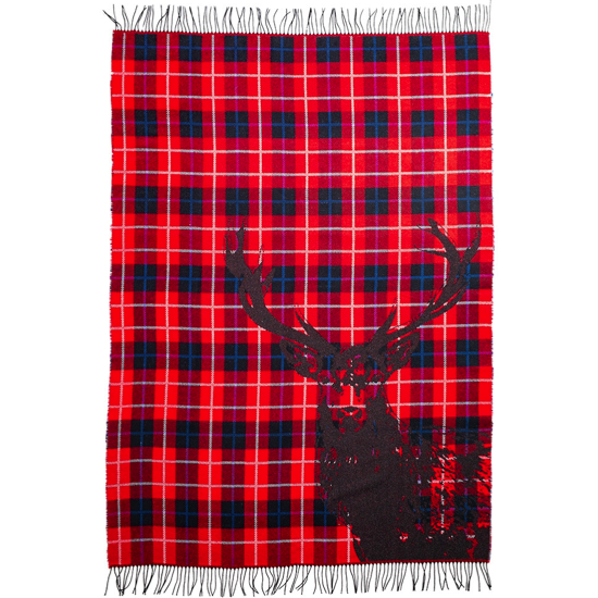Plaid Clarks 128x180 motif écossais et tête de cerf - Angel Des Montagnes