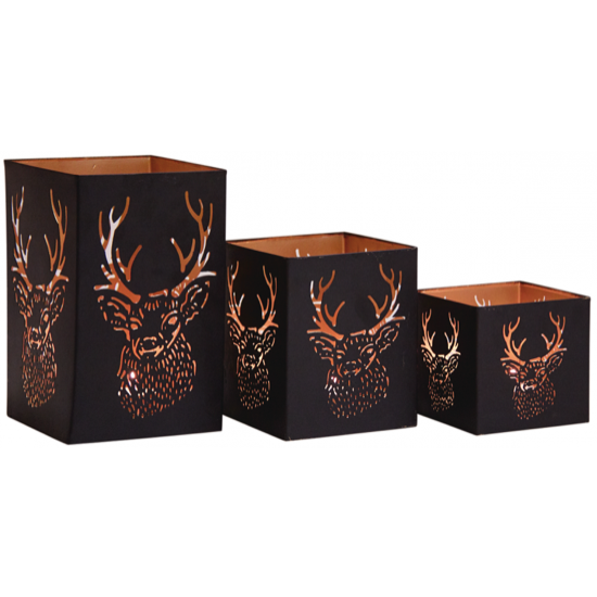 Photophore carré cerfs grand modèle