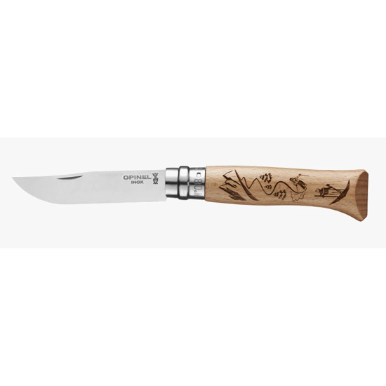 Couteaux gravés Tradition OPINEL n°8 - SPORT MONTAGNE - Gravure Ski