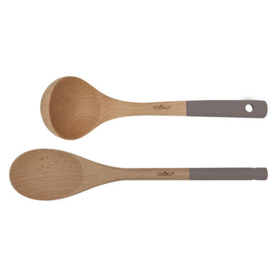 Set cuillère et louche en bois - Taupe - Cookut