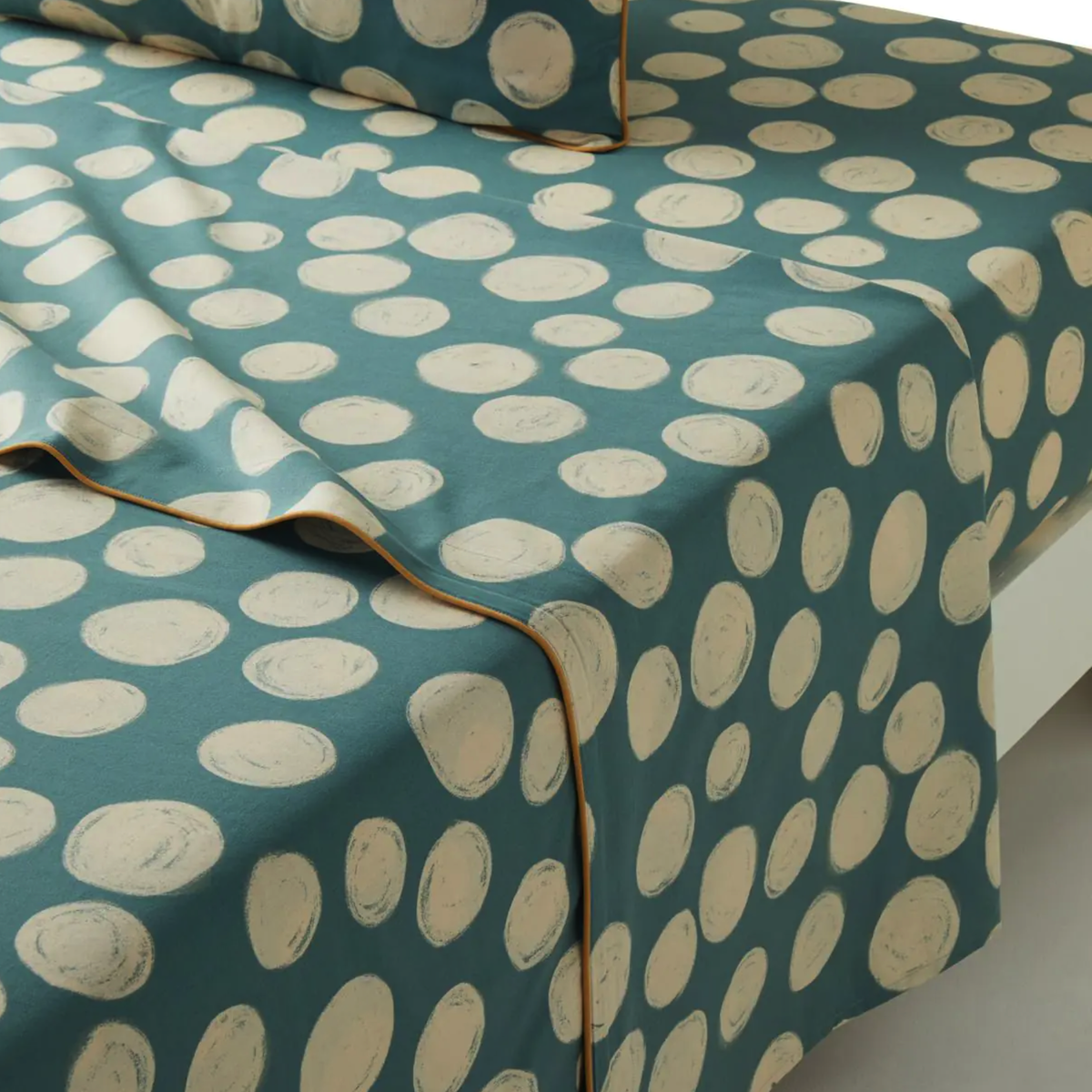 Drap Plat Imprimé Quentin - 240x300 Cm, Coton Et Viscose Bambou, Oeko-Tex, Fabriqué En France