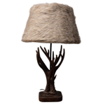 Lampe bois de cerf et A/J fausse fourrure - Chehoma