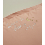 Taie d'oreiller brodée Dans de beaux draps Rose Pêche - Sylvie Thiriez