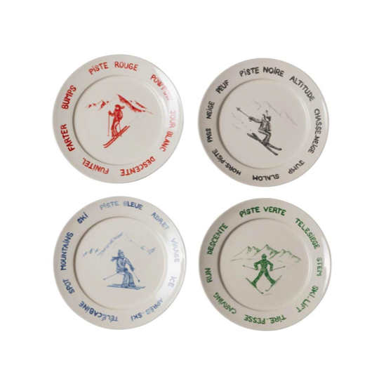 Set de 4 petites assiettes Pistes de ski Lapique - Chehoma