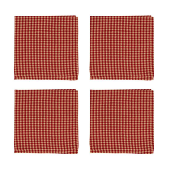4 Serviettes Campagne rouge 40x40 - Comptoir de Famille