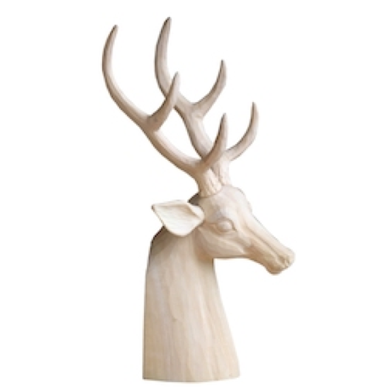 Tête de cerf n bois sculpté 22x20x48cm