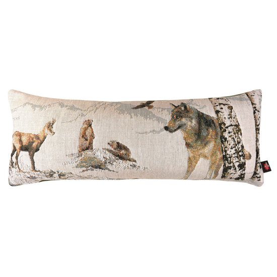 Housse de coussin fond blanc 2195B 25x60 - Animaux en hiver