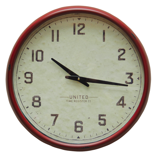 Horloge murale en fer rouge - Chehoma 
