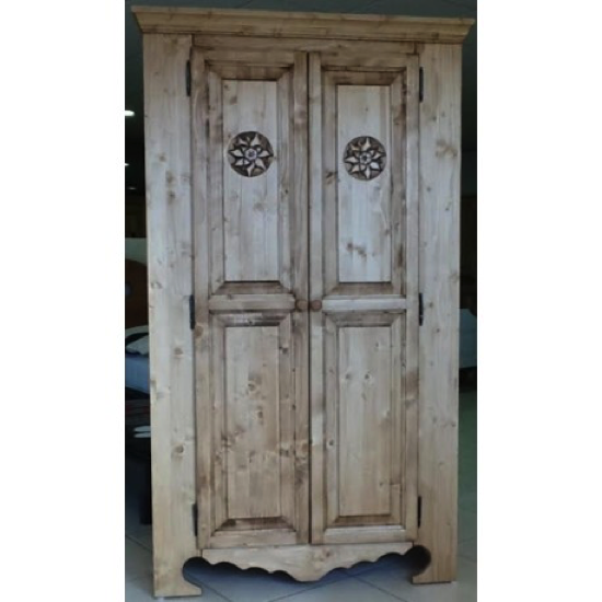 Armoire 2 portes en pin ciré - Edelweiss