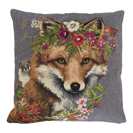 Coussin Renard fleurs - 45x45 cm