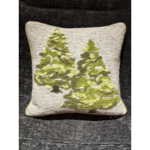 Coussin en laine gris - Sapin vert - 50x50