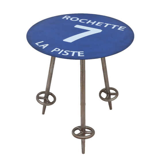 Table d'appoint métal piste bleue Rochette 7 - Chehoma