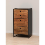 Commode Utah 4 tiroirs pin recyclé et métal - Chehoma
