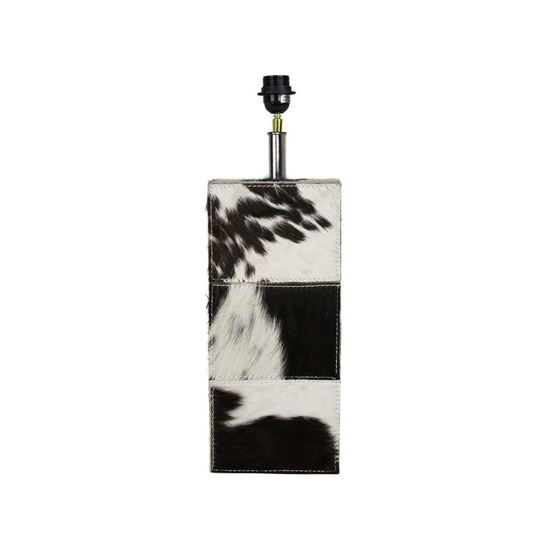 Pied de lampe carré 45 cm peau de vache noire