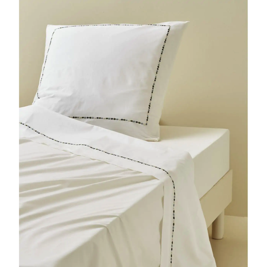 Drap plat brodé En pointillés - Sylvie Thiriez