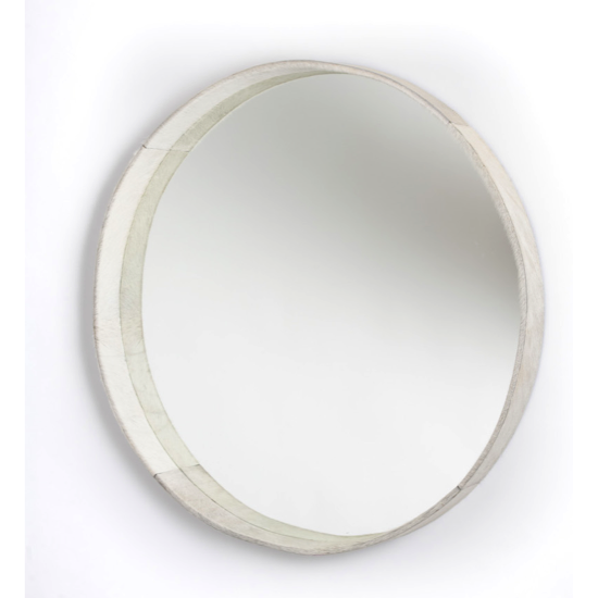 Miroir peau de vache blanc diam50cm