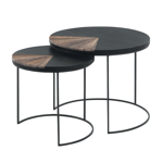 Table basse ronde gigogne en bois de bateau ALMATABAROGIG - Casita