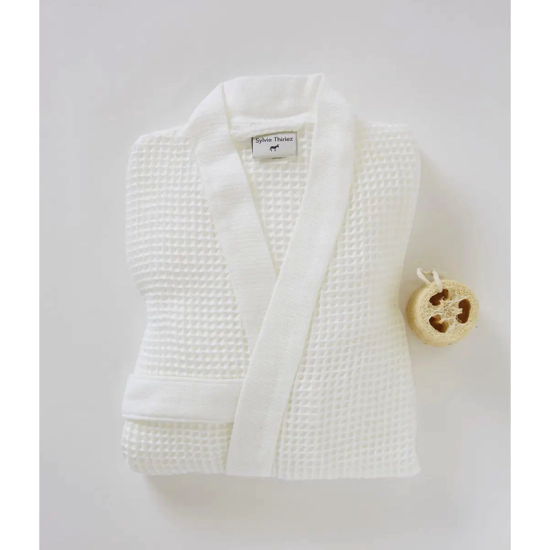 Nid d'abeille Bain de minuit Blanc - Kimono mixte - Sylvie Thiriez