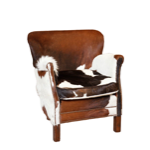 Fauteuil Turner peau de vache Marron &amp; Blanc - Chehoma