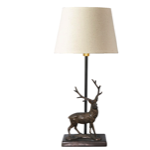 Lampe Cerf à l'écoute patine bronze - Chehoma