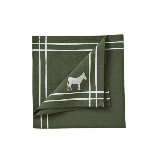 Serviette de table RDV Au pré kaki - Sylvie Thiriez 