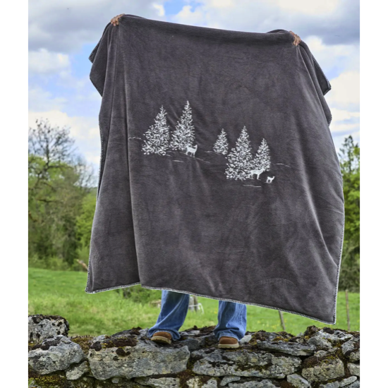Plaid polaire brodé Tresor des Forêts - Sylvie Thiriez
