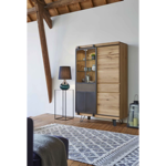 Vitrine Fusion 1P coulissante/2P battantes/1T teinte chêne clair/noeuds 