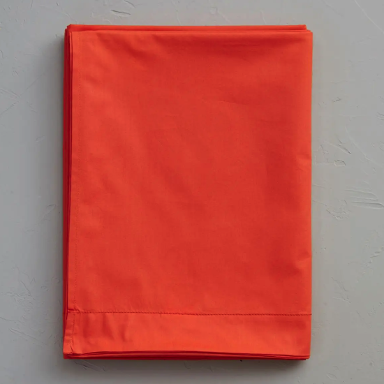 Drap plat percale unie Orange Étincelle - Sylvie Thiriez