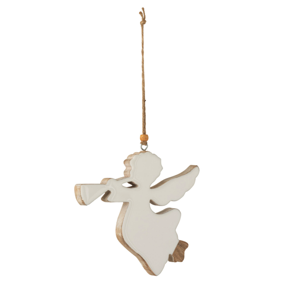 Ange Trompette en bois de Manguier Blanc - Medium