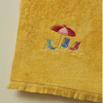 Éponge brodée Plein Soleil mangue Serviette invité 30x50 - Sylvie Thiriez