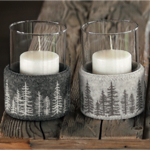 Bougeoir Abies Ø16 en feutre de laine naturelle Taupe - Catia Luca