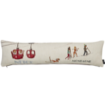 Housse de coussin fond blanc 25x90 -  Ski scnes