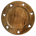 Sous assiette bois brul 7 coeurs, dcoupe 34cm
