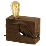 Lampe a poser base racine de teck base carr