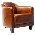 Fauteuil Gentleman Havana brown en cuir de vachette