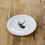 Assiette blanche cerf et bord marqué Ø25 cm - Chehoma